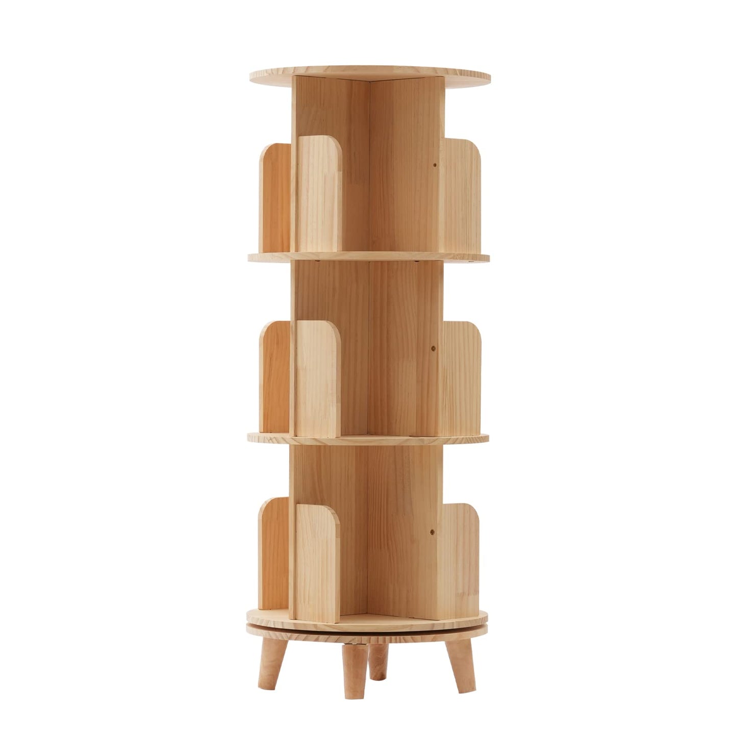 Gdrasuya10 3 Tier 360° Rotating Wooden Bookshelf – Stylish Floor-Standing Book Storage Organizer for Any Room - WoodArtSupply