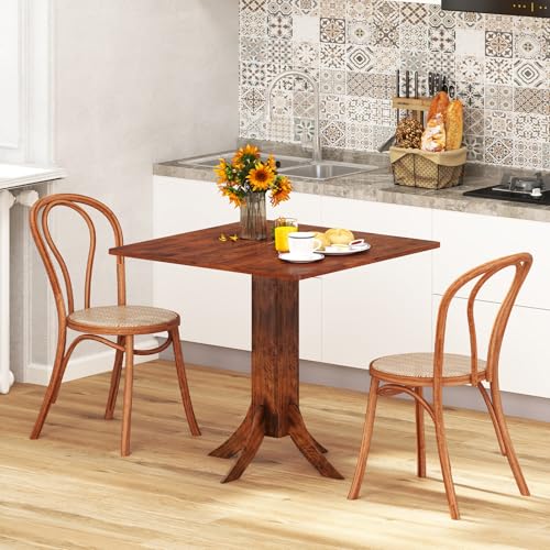 Giantex Square Dining Table for 2-4 People, 33-Inch Kitchen Table with Rubber Wooden Legs & Frame, Farmhouse Dinner Table for Dinette, Dining Room, Restaurant, Small Spaces, Walnut Giantex
