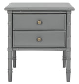 SAFAVIEH Home Mina Modern Coastal 2-Drawer Bamboo Nightstand, 1' x 1', Grey/Gold Safavieh