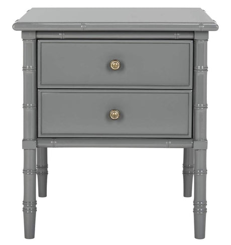 SAFAVIEH Home Mina Modern Coastal 2-Drawer Bamboo Nightstand, 1' x 1', Grey/Gold Safavieh