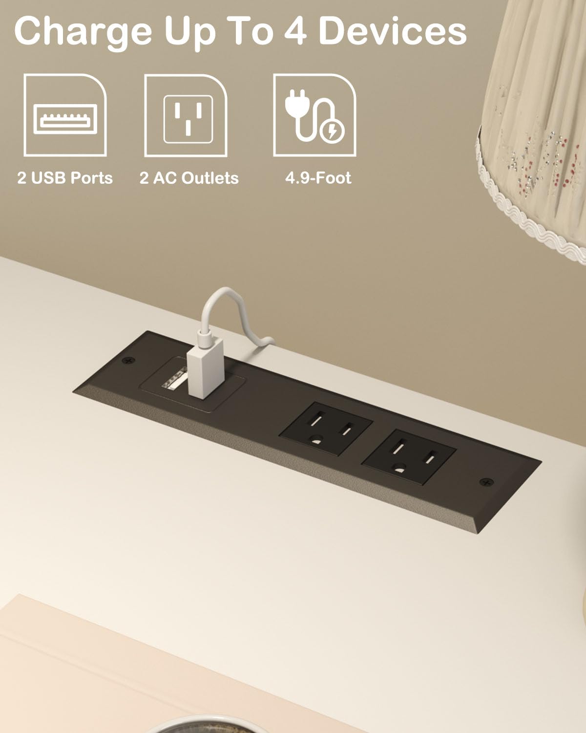 Gadroad LED Nightstand with Charging Station, Bedside Table with 3 Drawers and LED Lights, End Table Sofa Couch Side Table with Pull-Out Shelf, White Gadroad