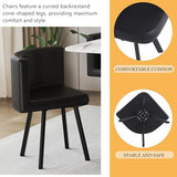 ModaWhly 39" Square Dining Table Set for 4, Space-Saving Negotiating Table Set with 4 Upholstered Chairs, 5 Piece Set Marble Tabletop & Black Chair ModaWhly