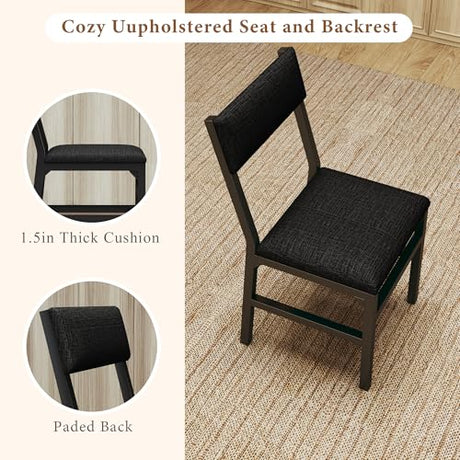 7-Piece Dining Table Set for 4-6, Extendable Kitchen Table Cushion Chairs Set of 6 with 6 Chairs, Rectangle Dining Table with Metal Frame & MDF Board, Folding for Small Apartment Saving Space, Rustic HUAHUU