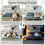 Mid-Century Modern Comfortable Sleeper Sofa Bed for Living Room and Bedroom, Convertible Design for Small Spaces, 82.67”Wx77.16”D Futon Couch with Removable Linen Foam Cushions & Wood Frame, Gray NessCarsti