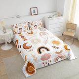 Boho Rainbow Bedding Set For Girls Twin,Cute Bohemian Eyes Moon Sun Comforter Set Kawaii Cloud Dream Catcher Bedding Comforter Sets For Kids Nursery Cartoon Hand Drawn Doodle Quilt Set 1 Pillowcase Erosebridal