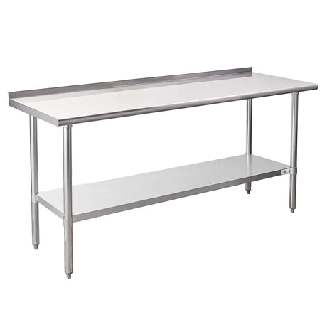 Profeeshaw Stainless Steel Prep Table NSF Commercial Work Table with Backsplash and Undershelf for Kitchen Restaurant 24×72 Inch Profeeshaw