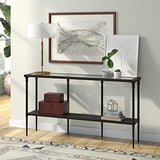 Nellie 55'' Wide Rectangular Console Table with Metal Shelf in Blackened Bronze Henn&Hart