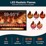 Royalcraft Electric Fireplace Heater, Freestanding Electric Fireplace Stove 5118 BTU with Remote Control, Realistic Flame Effect and Infrared Heating, Overheating Safe Design for Living Room, Bedroom RoyalCraft