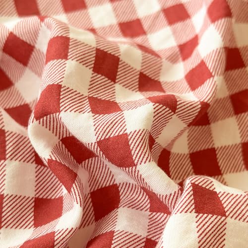 NSNLGSGC Red Gingham Duvet Cover Set King, Grid Simple Geometric Square Pattern Comforter Cover,Soft Plaid Washed Microfiber Bedding Cover(3PCS,King) NSNLGSGC