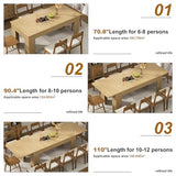 70.8"-110" Extendable Dining Table for 6-12 Person, Wooden Dining Room Table, Modern Extendable Table for Gatherings, Meeting for Small Kitchens, Dining Office Areas(Natural) Fingertip WD