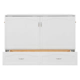 Harper & Bright Designs Queen Size Murphy Bed Cabinet Wall Bed Chest with Storage Drawer,USB,Charging Station, Wood Murphy Bed Frame for Home Office or Small Room-White Harper & Bright Designs