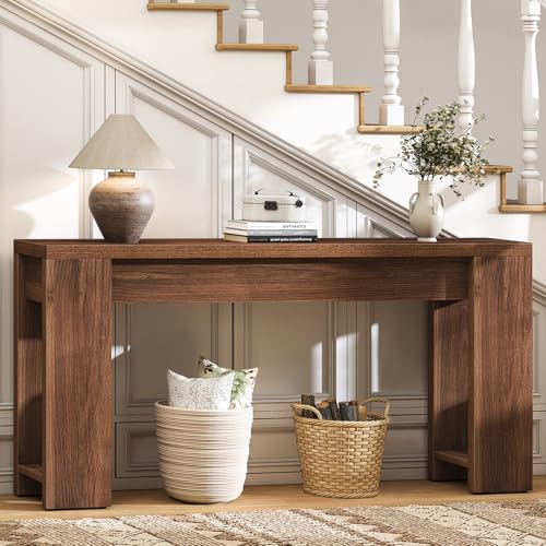 Curlaky 71" Extra Long Console Table, Wood Farmhouse Entryway Table, Plank and Beam Console Tables for Living Room, Entry, Entrance, Behind Couch, Hallway, Foyer, Narrow Sofa Tables for Front Doo Curlaky