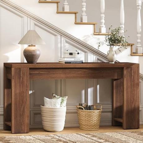 Curlaky 71" Extra Long Console Table, Wood Farmhouse Entryway Table, Plank and Beam Console Tables for Living Room, Entry, Entrance, Behind Couch, Hallway, Foyer, Narrow Sofa Tables for Front Doo Curlaky