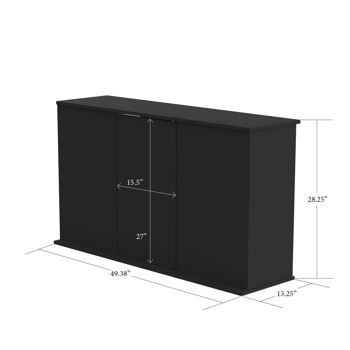 Aquatic Fundamentals, 55/65 Gallon Particle Board Aquarium Stand, 49.38" L x 13.25" W, Black Aquatic Fundamentals