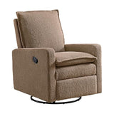 Oxford Baby Uptown Upholstered Glider Recliner Rocking Chair 360° Swivel for Nursery and Living Room - Teddy Brown