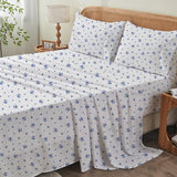 Twin Fitted Sheet,Microfiber Patterned Fitted Sheet Deep Pocket 18 Inches, Ultra Soft & Wrinkle Resistant Twin Deep Pocket,Blue Floral Hylnosia