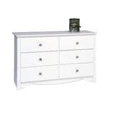 Prepac Sonoma 6 Drawer Dresser for Bedroom, Wide Chest of 6 Drawers, Bedroom Furniture, Ideal for Clothes Storage and Organization, 16"D x 48"W x 29"H, White Prepac