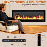 50" Smart Electric Fireplace Wall Mount, 1500w Heater with Remote Control & Timer, 12 Color LED Flame Effect, Touch Screen, for Living Room Bedroom Indoor Use PeacefulHues