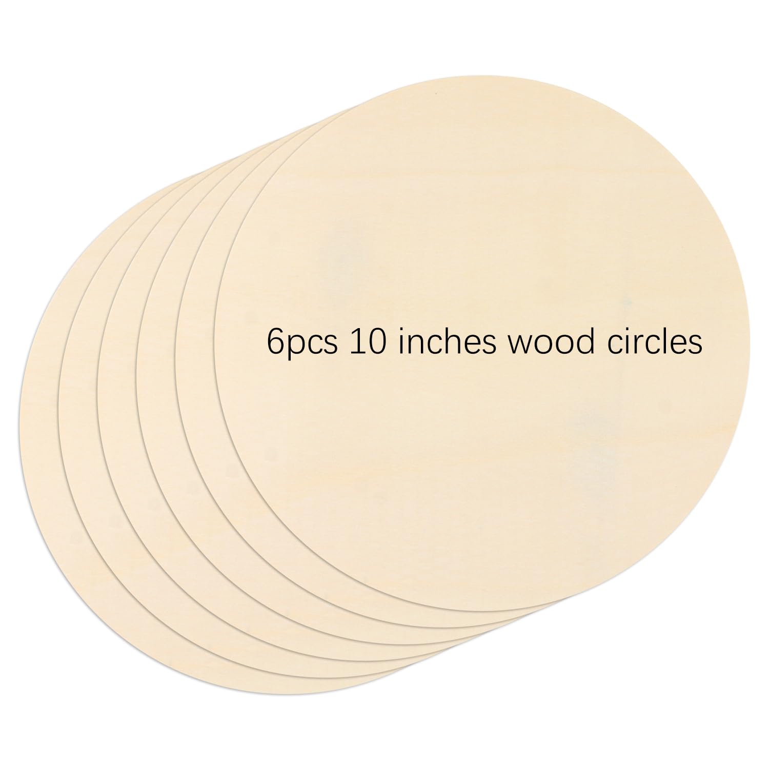 Hartop 6 Pack 10Inch Wood Round Circles Unfinished Wooden Slices Wood Rounds Discs for Crafts Painting DIY Decor, 0.12 inch Thick - WoodArtSupply