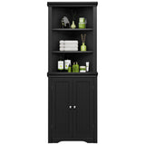 YESHOMY Corner Cabinet,Storage Cupboard with Doors,Tall Storage Cabinet with Adjustable Shelves, for Living Room,Bathroom,Kitchen,Dark Black YESHOMY