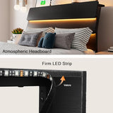Einhomn Floating Bed Frame Twin Size with Led Headboard and Charging Station, Metal Platform Bed Base with Storage, Remote Control, Heavy Slats Support, No Box Spring Needed, Noise Free, Black Einhomn