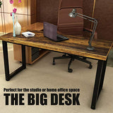 TOPSKY 59" Big Large Computer Office Desk 1.88" Thickness Desktop (Rustic Brown) TOPSKY