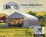 AMERLIFE 22.5 x 20 FT Enclosed Carport, Heavy Duty Car Port, Outdoor Car Shelter with Galvanized Steel Frame, Waterproof PE Cover, Wind & Snow Resistant, Silver AMERLIFE