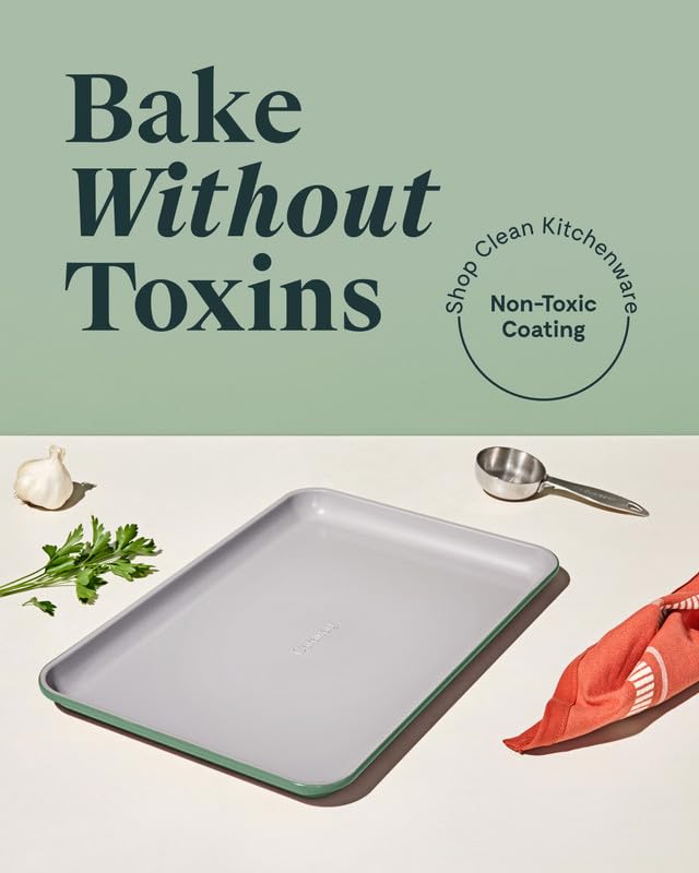 Caraway Non-Stick Ceramic Baking Sheet - Naturally Slick Ceramic Coating - Non-Toxic, PTFE & PFOA Free - Perfect for Baking, Roasting, and More - Medium (15" x 10") - Gray Caraway