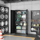 NODHM Metal Storage Cabinets with Lock, 71" Garage Storage Cabinet with 2 Door and 5 Adjustable Shelves, Steel Lockable Tool Cabinets for Home, Office, Gym, Garage NODHM