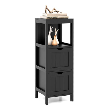 Tangkula Black Small Bathroom Storage Cabinet with 2 Removable Drawers - WoodArtSupply