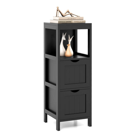 Tangkula Black Small Bathroom Storage Cabinet with 2 Removable Drawers Tangkula
