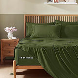 Homiest Extra Deep Pocket Queen Size Sheets Set, 6 Pieces Soft Olive Green Sheets 18-24 Inch Deep Pocket Bed Sheets, Hotel Luxury 1800 Thread Count Microfiber Bed Set Fits Ultra Deep Mattress Homiest