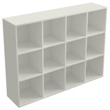 OSCHF 12-Cube Storage Shelf Bookcase - Wooden 3-Tier Floor Standing Open Bookshelf for Home and Office, Display Cabinet, Warm White OSCHF
