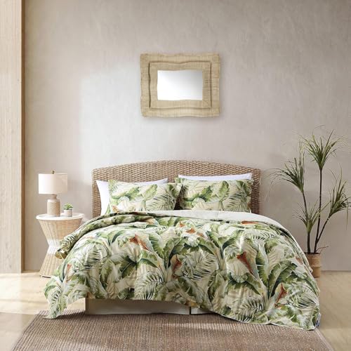 Tommy Bahama - King Comforter Set, Cotton Sateen Bedding with Matching Shams & Bedskirt, Bedding Set for All Seasons (Palmiers Green, King) Tommy Bahama