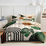 Nesker Comforter Set Queen Size, Modern Abstract Geometric Minimalist 7 Pcs Bedding for Kids and Adults, Green Boho Mid Century Bed Sheet Sets with Fitted Sheet 2 Pillowcases & 2 Shams Nesker