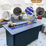 Sophia & William 6 Pieces Patio Furniture Set with 45" Fire Pit Table, Metal Outdoor Sectional Sofa Set -2 x Single Couch with Side Table,2 x Single Sofa,1 x Loveseat,1 x Propane Fire Pit Sophia & William