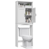 MXARLTR Over The Toilet Storage Cabinet, Over Toilet Bathroom Organizer with Adjustable Shelf and Double Doors, Space Saver Shelf Above Toilet Storage Cabinet (White) MXARLTR