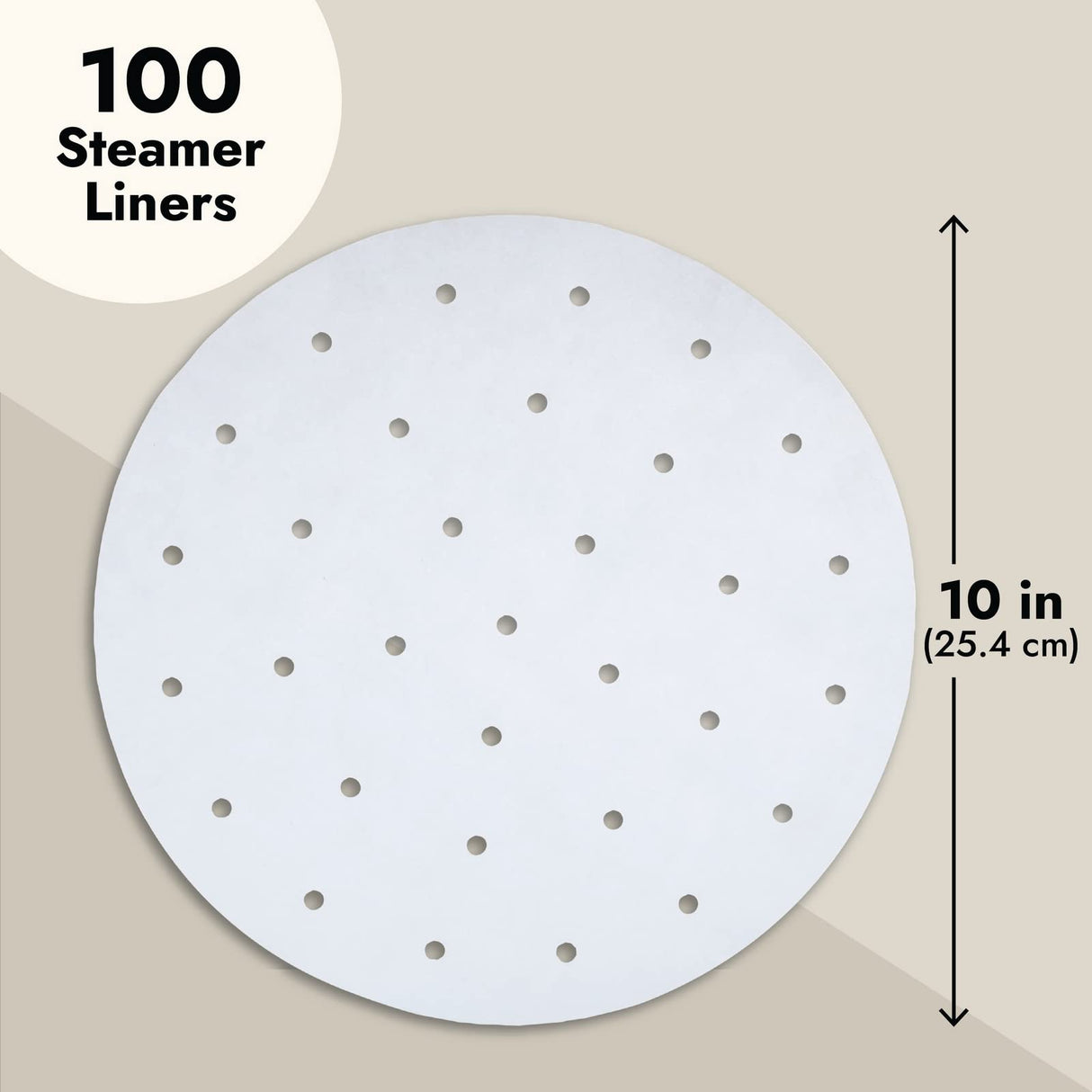 100 Pack Round Air Fryer Liners with Holes for Air Fryer Basket, Dumpling Paper, 10 Inch Perforated Bamboo Steamer Liner Sheets for Baking (White) Juvale