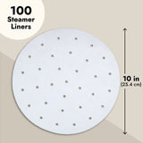 100 Pack Round Air Fryer Liners with Holes for Air Fryer Basket, Dumpling Paper, 10 Inch Perforated Bamboo Steamer Liner Sheets for Baking (White) Juvale