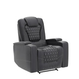 ANJ Power Recliner Chair Set of 3, Electric Soft Leather Reclining Home Theater Seating - USB Ports, Cup Holders, Hidden Arm Storage Movie & Media Room Chairs (Black) ANJ