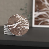 UMIRRO Ceramic Coasters for Wooden Table, Absorbent Drink Coasters with Holder for Tabletop Protection, Rustic Country Farmhouse Coasters w/Brown Wood Texture for Cups & Glasses, Coffee Bar Accessory Umirro