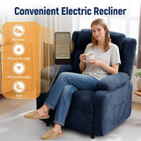 Korser Power Recliner Chair for Adults, Oversized Electric Recliner with Thickened Cushions, Chenille Fabric Reclining Chair for Living Room, Bedroom, Blue