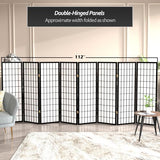 4 ft. Short Window Pane Shoji Screen - Black - 8 Panels Red Lantern