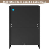 Hasuit Dresser with LED Lights for Bedroom, Tall Dresser with 3 Drawers and Pull-out Tray, Black Chest of Drawers Bedroom Storage Organizer, Dimensions 15.6" D x 21.7" W x 30.1" H Hasuit