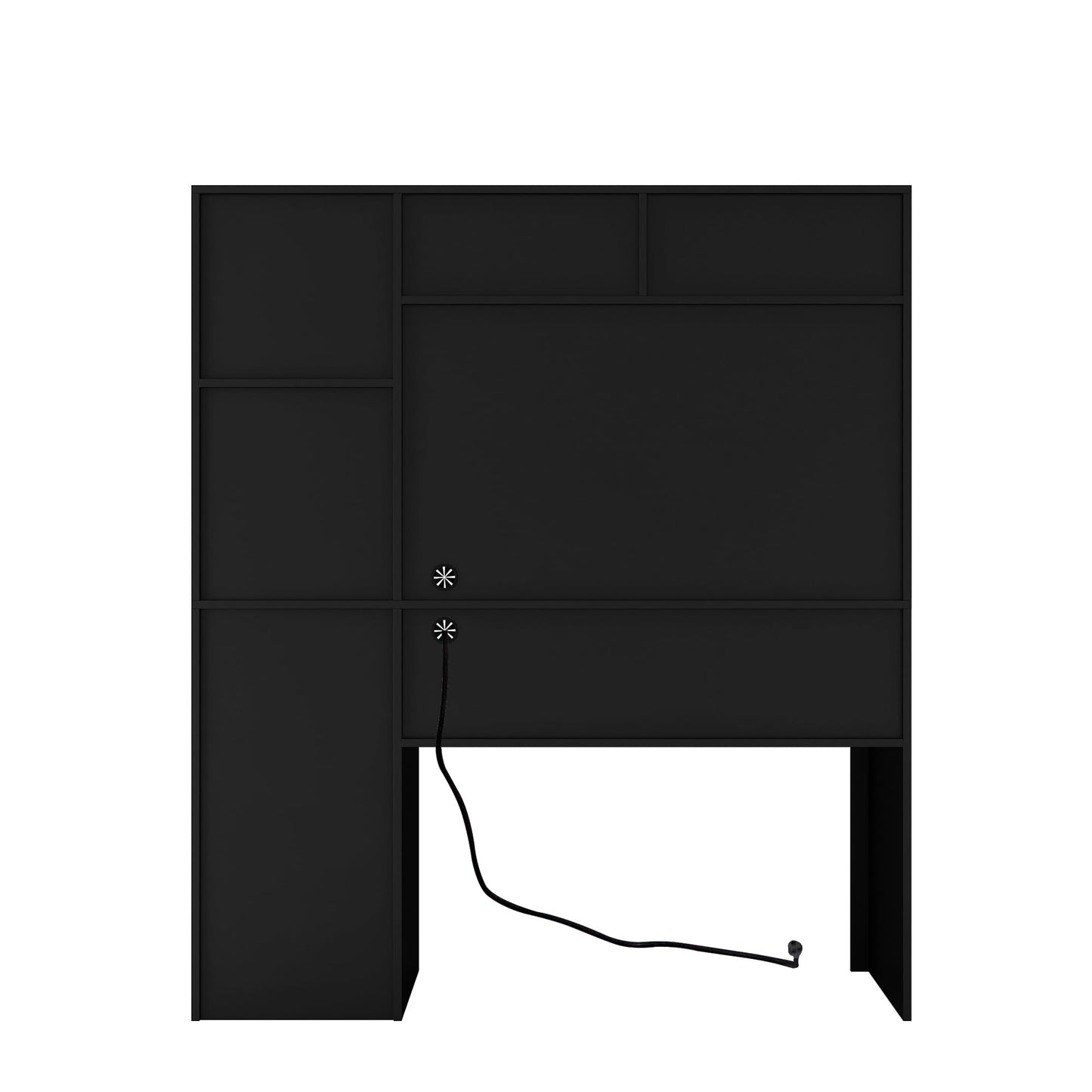 AMNOOI Black Computer Desk with Hutch & Bookshelf - Executive Style Desk with Lockable Drawer and USB Charging Ports - WoodArtSupply