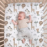 The Peanutshell 4 Piece Organic Cotton Baby Crib Bedding Set for Boys & Girls - Newborn, Infant & Toddler Nursery Bed Set Decor with Two Crib Sheets, Dust Ruffle Comforter - Safari Serenity The Peanutshell