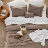 Bedsure Brown King Size Comforter Set - 4 Pieces Pinch Pleat Bed Set, Down Alternative Bedding Sets for All Season, 1 Comforter, 2 Pillowcases, 1 Decorative Pillow Bedsure