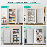 SISESOL Wide & Deep Metal Storage Cabinet with 2 Doors and 5 Shelves,72 inch Tall Pantry Storage Cabinet,Large Cupboard Closet,White Cabinets for Home,Kitchen,Bathroom,Dining/Living Room SISESOL