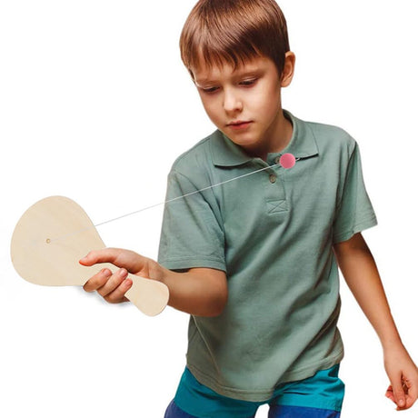 Blank Paddle Ball 10 Pcs Wooden Paddle Ball with String Unfinished Wood Paddle Rackets Kids Painting Graffiti DIY Crafts Fun and Classic Paddleball Game for Boys and Girls, Party Favor Toys jojofuny