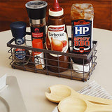 TIEYIPIN Small Metal Wire Storage Basket, Detachable Wood Base Storage Organizer Bin Basket for Kitchen Cabinets, Bathroom, Pantry, Garage, Laundry Room - Brown TIEYIPIN